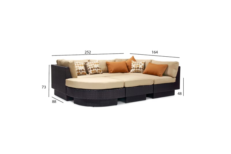 Sengesett STELLA med beige puterfarge: mørkebrun - Hagemøbler - Loungemøbler - Loungesett