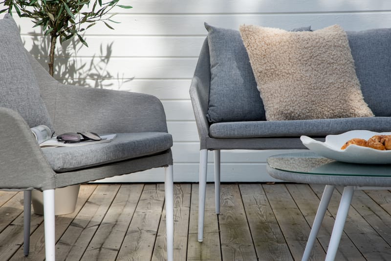 Spoga Loungegruppe 4-seter Hvit/Grå - Venture Home - Verandamøbler - Sofagruppe utendørs - Loungesett