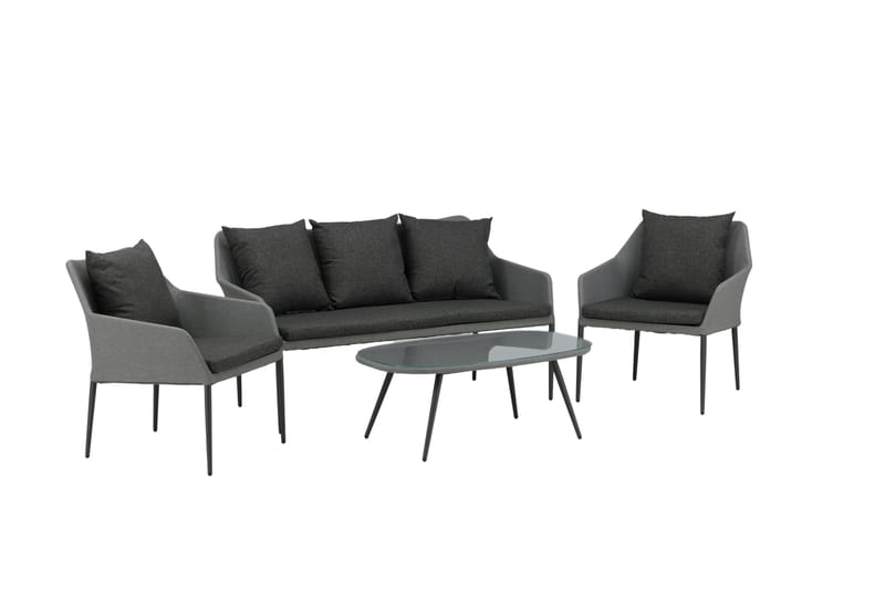 Spoga Loungegruppe 4-seter Svart/Grå - Venture Home - Verandamøbler - Sofagruppe utendørs - Loungesett
