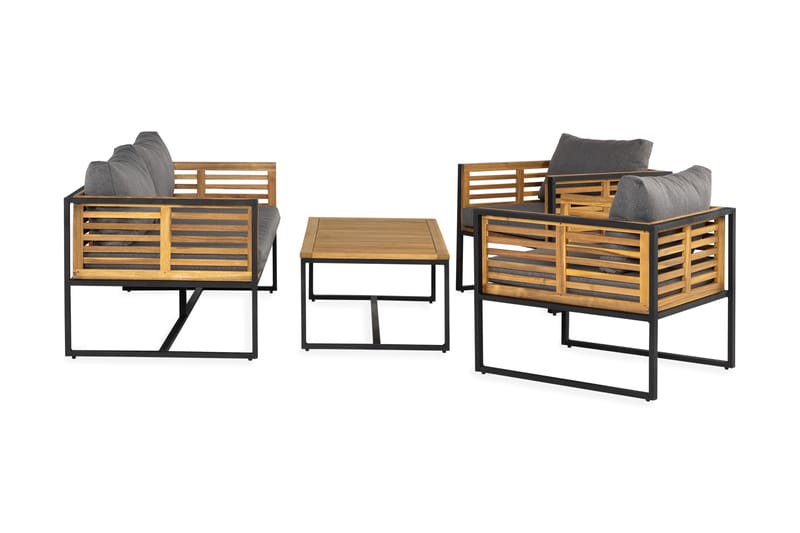 Tarruza Loungegruppe - Natur/Grå/Svart - Hagemøbler - Loungemøbler - Loungesett