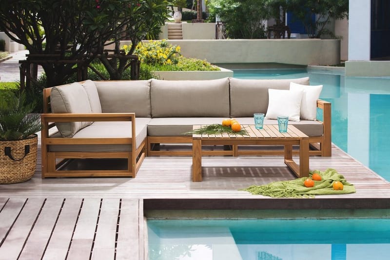 Timor Loungegruppe 90 cm - Tre / Natur - Verandamøbler - Sofagruppe utendørs - Loungesett