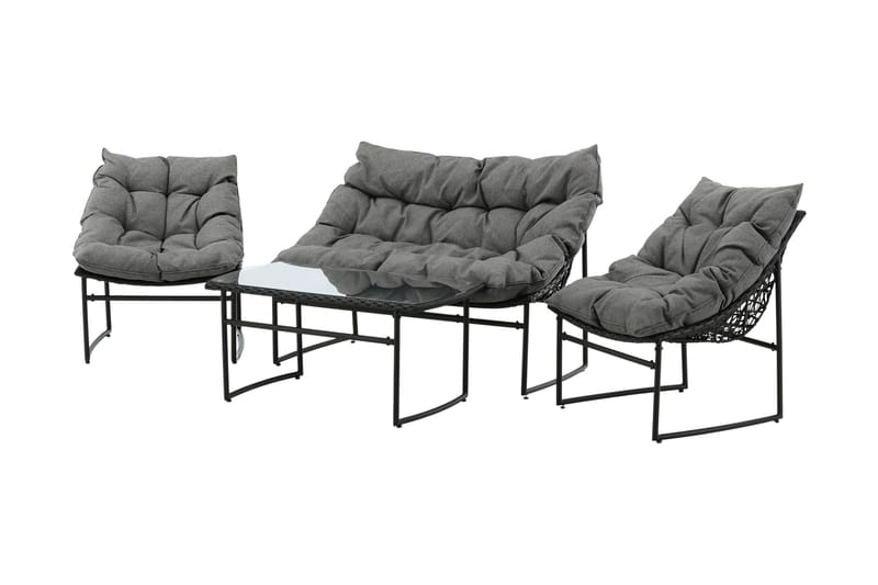 Tina Loungegruppe 4-seters - Svart - Hagemøbler - Loungemøbler - Loungesett