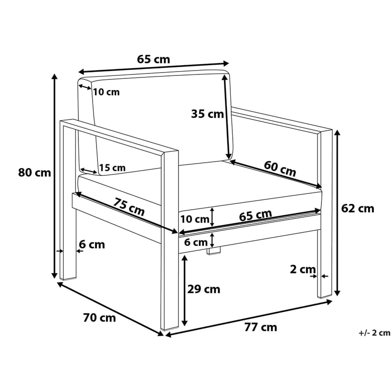 Tirrena Loungegruppe 90 cm - Grå - Verandamøbler - Sofagruppe utendørs - Loungesett