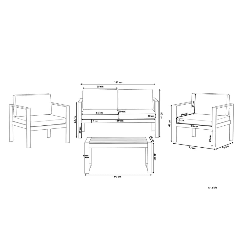 Tirrena Loungegruppe 90 cm - Grå - Verandamøbler - Sofagruppe utendørs - Loungesett