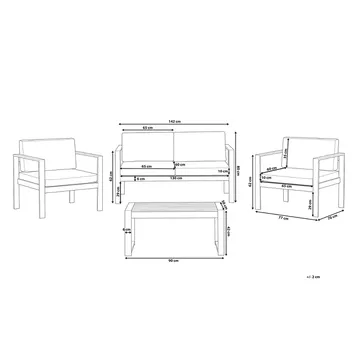 Tirrena Loungegruppe 90 cm - Grå - Hagemøbler - Loungemøbler - Loungesett