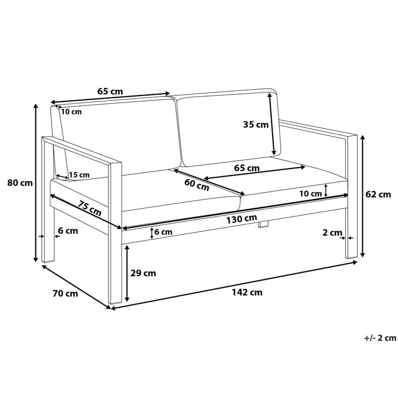 Tirrena Loungegruppe 90 cm - Grå - Verandamøbler - Sofagruppe utendørs - Loungesett