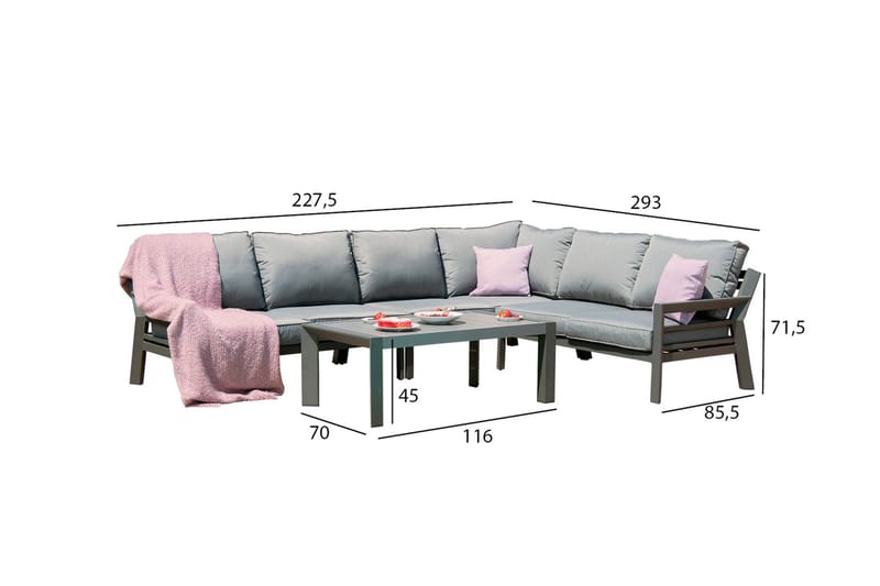 Tomson Hagesett Mørkegrå - Hagemøbler - Loungemøbler - Loungesett