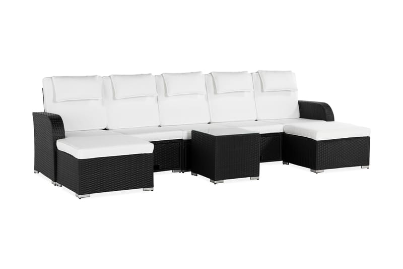 Tudera Sofagruppe med Oppbevaring - Svart/Hvit - Hagemøbler - Loungemøbler - Loungesett