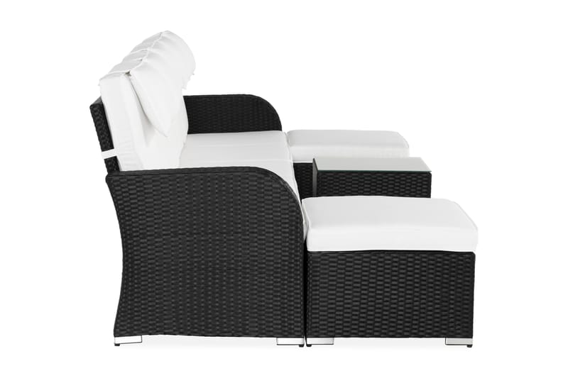 Tudera Sofagruppe med Oppbevaring - Svart/Hvit - Hagemøbler - Loungemøbler - Loungesett
