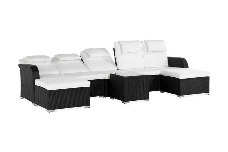 Tudera Sofagruppe med Oppbevaring - Svart/Hvit - Hagemøbler - Loungemøbler - Loungesett