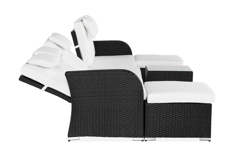 Tudera Sofagruppe med Oppbevaring - Svart/Hvit - Hagemøbler - Loungemøbler - Loungesett