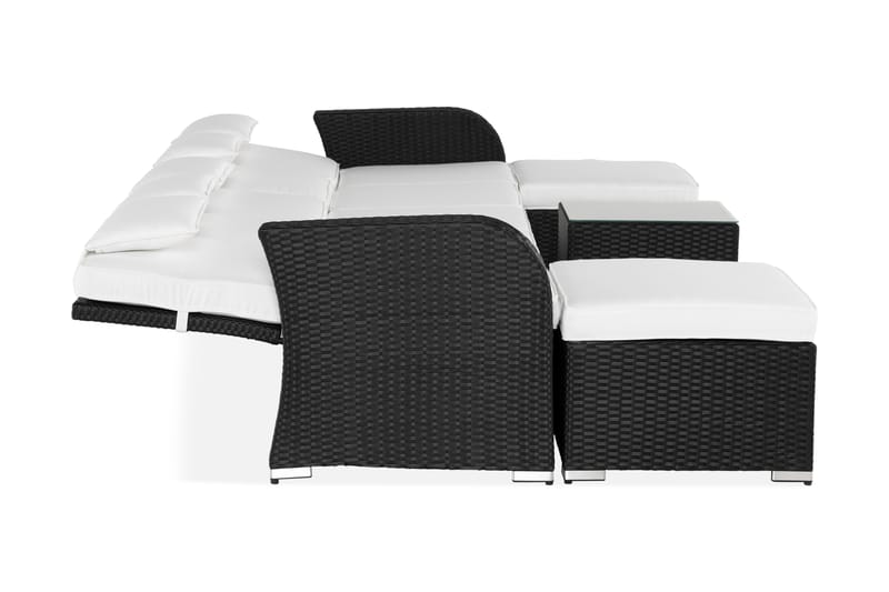 Tudera Sofagruppe med Oppbevaring - Svart/Hvit - Hagemøbler - Loungemøbler - Loungesett
