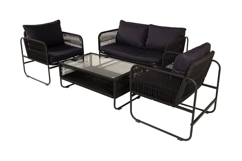 Utah Loungegruppe 4-seters Svart - Venture Home - Verandamøbler - Sofagruppe utendørs - Loungesett