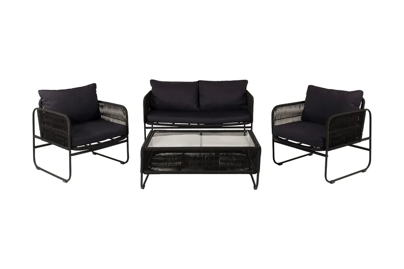 Utah Loungegruppe 4-seters, Svart