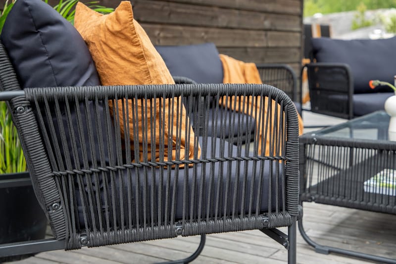 Utah loungegruppe utendørs 4-seters - Svart - Hagemøbler - Loungemøbler - Loungesett