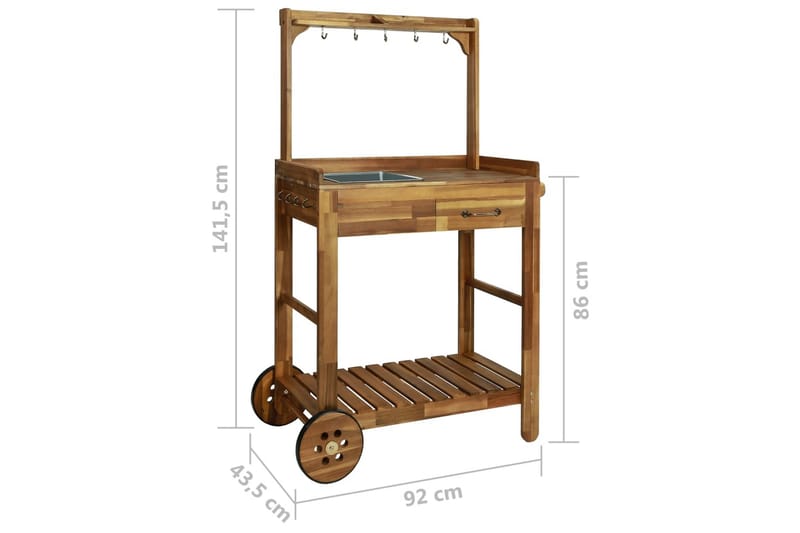 Utendørs kjøkkentralle heltre akasie 92x43,5x141,5 cm - Verandamøbler - Sofagruppe utendørs - Loungesett