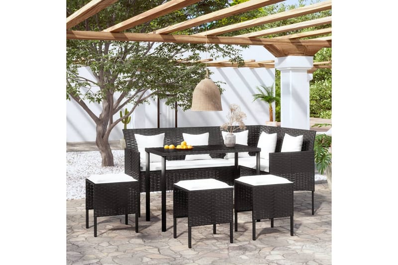 Utendørs L-formet sofasett med puter 5 deler polyrotting sva - Svart - Verandamøbler - Sofagruppe utendørs - Loungesett