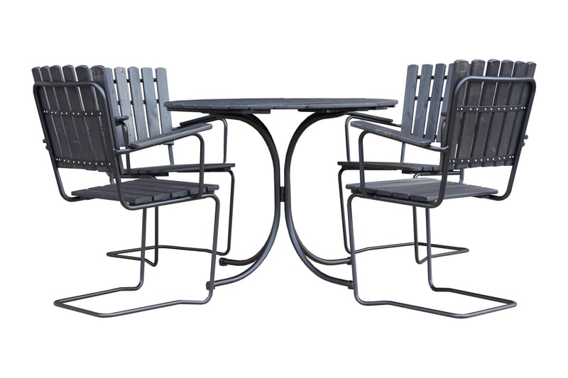 Vaxholm Spisegruppe Rund - Kaffesvart/Grå - Hagemøbler - Loungemøbler - Loungesett