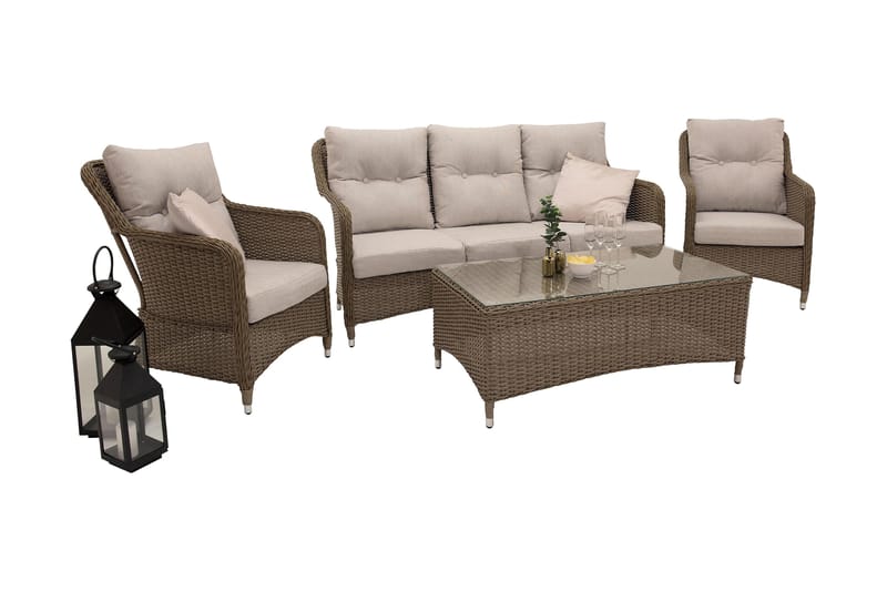 Vikelund Loungegruppe Beige/Brun - Venture Home - Verandamøbler - Sofagruppe utendørs - Loungesett