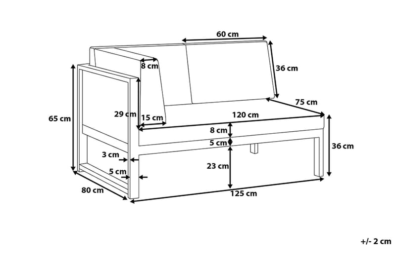 Vinci Loungegruppe 120 cm - Grå - Verandamøbler - Sofagruppe utendørs - Loungesett