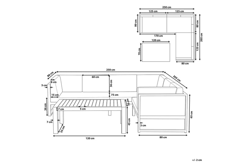 Vinci Loungegruppe 120 cm - Grå - Hagemøbler - Loungemøbler - Loungesett