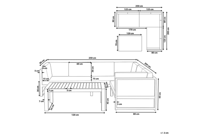 Vinci Loungegruppe 120 cm - Grå - Hagemøbler - Loungemøbler - Loungesett