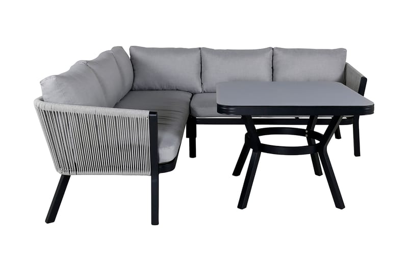 Virya Hjørneloungegruppe med Puter - Svart - Hagemøbler - Loungemøbler - Loungesett