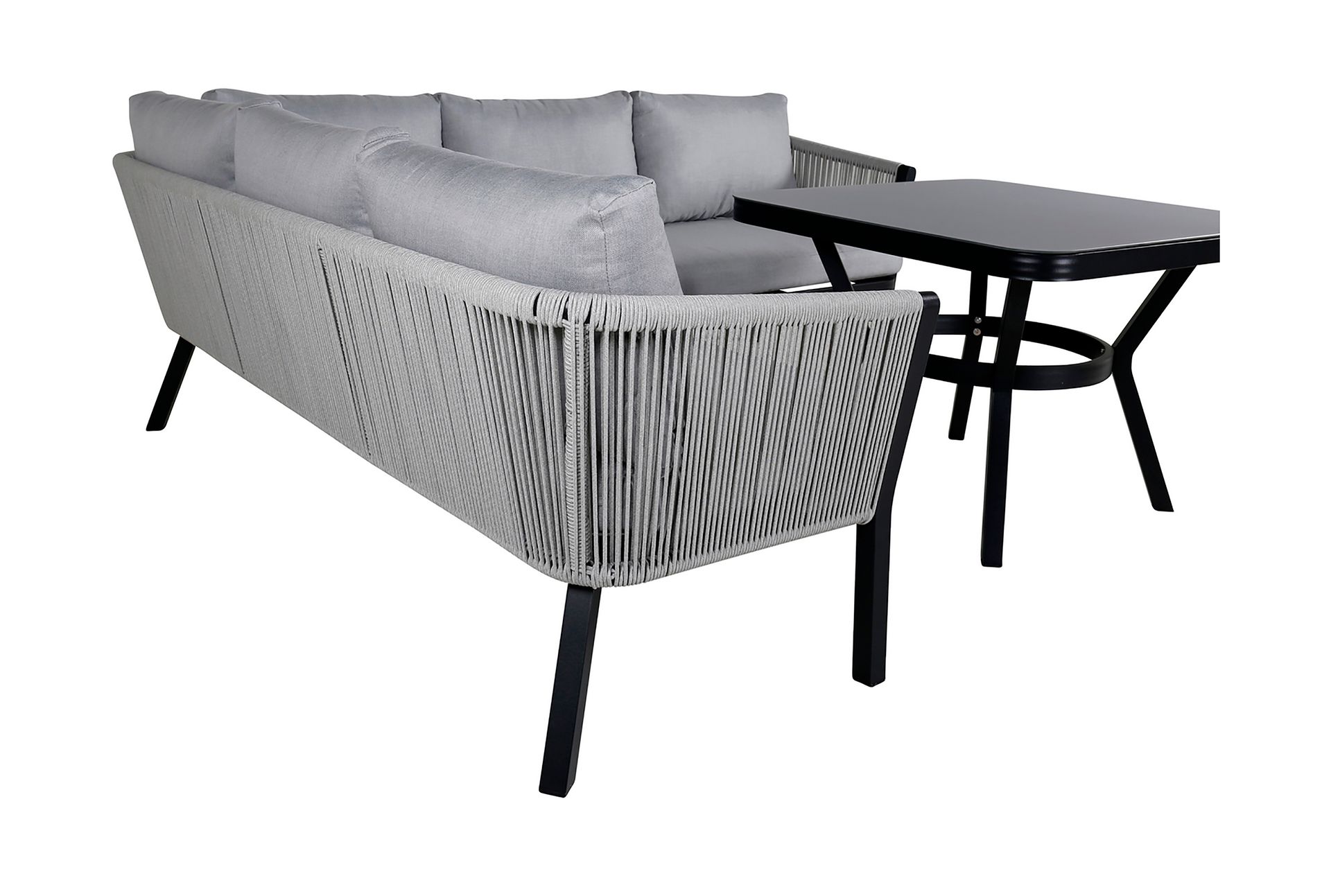Virya Hjørneloungegruppe med Puter - Svart - Hagemøbler - Loungemøbler - Loungesett