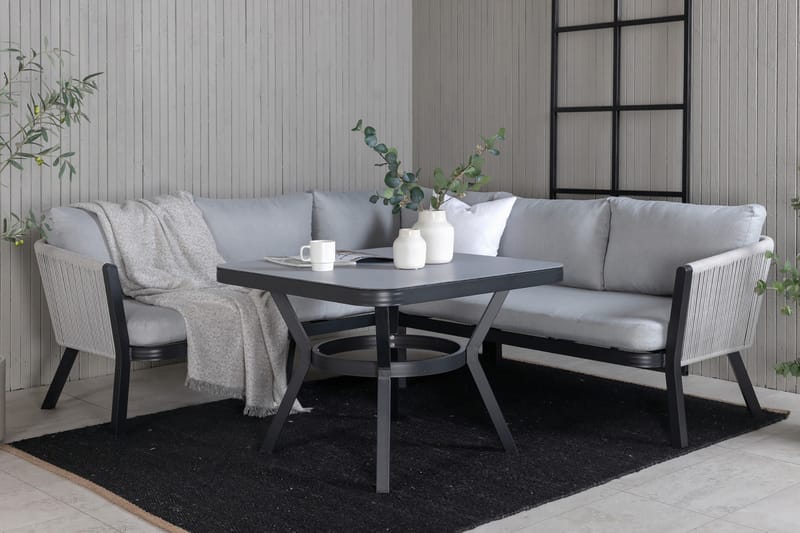 Virya Hjørneloungegruppe med Puter - Svart - Hagemøbler - Loungemøbler - Loungesett
