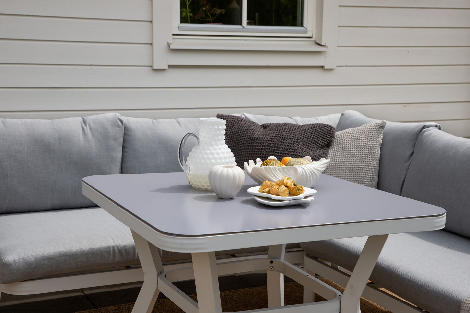 Virya Hjørneloungegruppe med Puter Grå - Venture Home - Hagemøbler - Loungemøbler - Loungesett