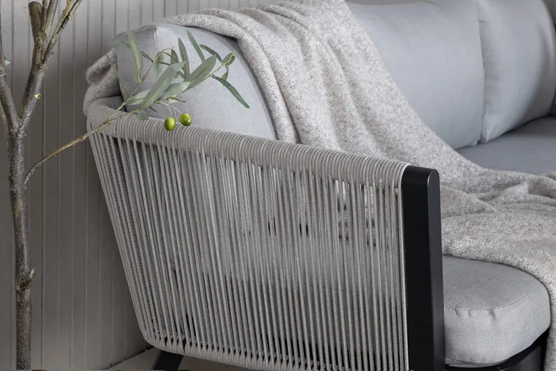 Virya Hjørneloungegruppe med Puter - Svart - Hagemøbler - Loungemøbler - Loungesett