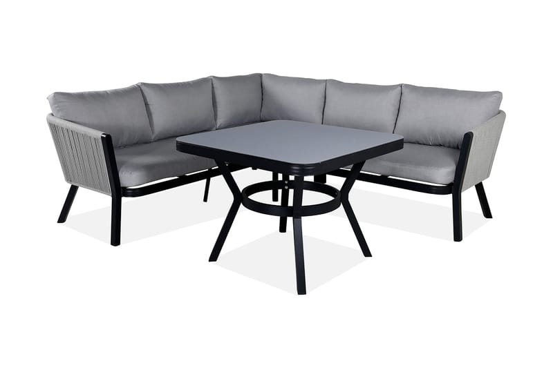 Virya Hjørneloungegruppe med Puter - Svart - Hagemøbler - Loungemøbler - Loungesett