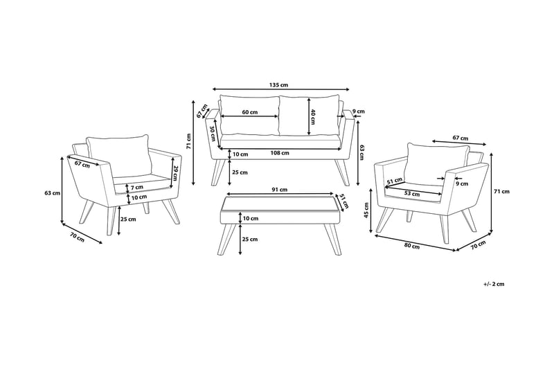 Vittoria Loungegruppe 91 cm - Brun - Hagemøbler - Loungemøbler - Loungesett