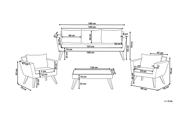 Vittoria Loungegruppe - Tre / Natur - Hagemøbler - Loungemøbler - Loungesett