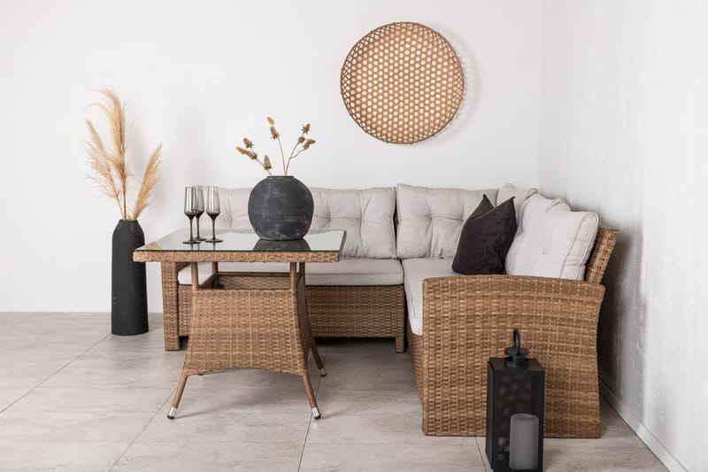 Watford Hjørnesofa med Bord Brun/Natur - Venture Home - Verandamøbler - Sofagruppe utendørs - Loungesett