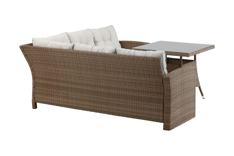 Watford hjørnesofa utendørs med utebord - Brun/natur - Hagemøbler - Loungemøbler - Loungesett