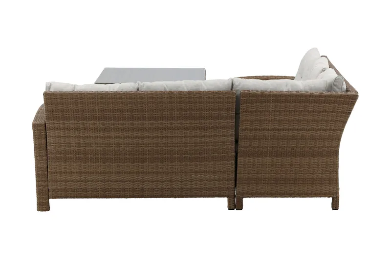 Watford hjørnesofa utendørs med utebord - Brun/natur - Hagemøbler - Loungemøbler - Loungesett