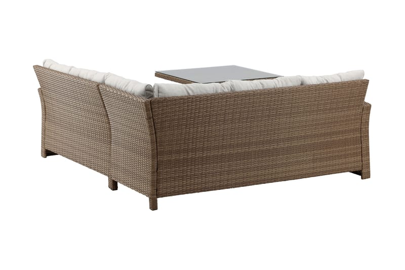 Watford hjørnesofa utendørs med utebord - Brun/natur - Hagemøbler - Loungemøbler - Loungesett