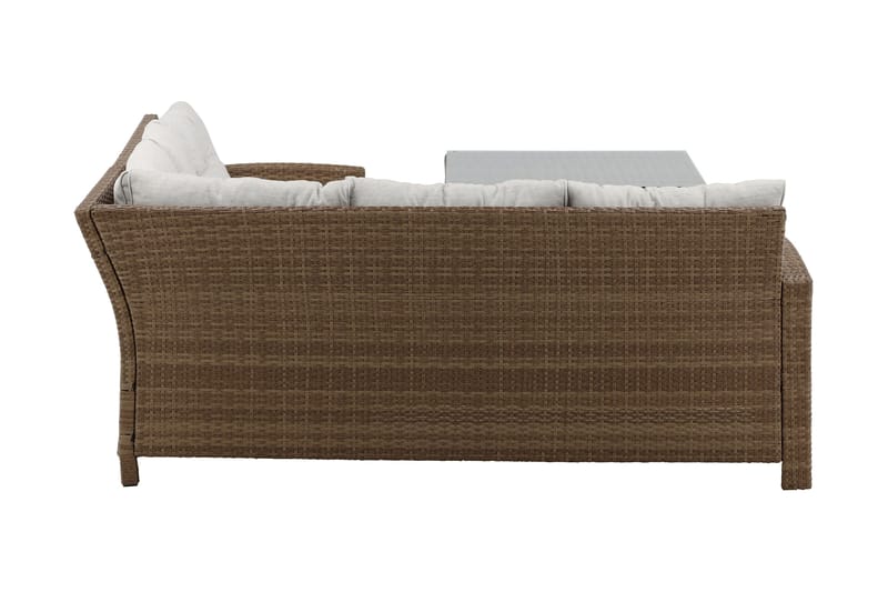 Watford hjørnesofa utendørs med utebord - Brun/natur - Hagemøbler - Loungem øbler - Loungesett