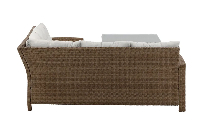 Watford hjørnesofa utendørs med utebord - Brun/natur - Hagemøbler - Loungemøbler - Loungesett