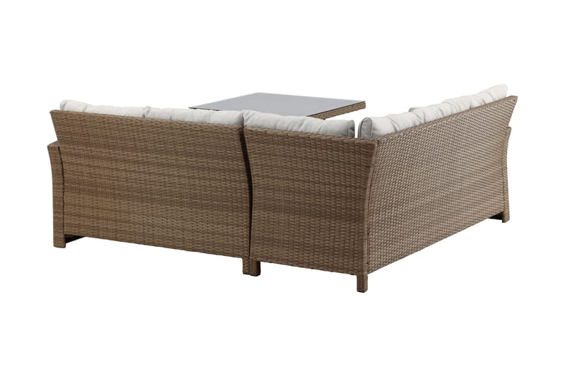 Watford hjørnesofa utendørs med utebord - Brun/natur - Hagemøbler - Loungemøbler - Loungesett