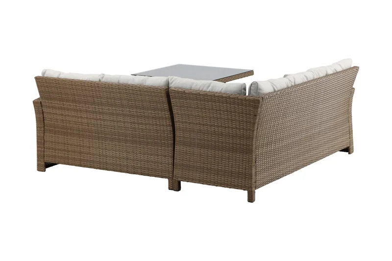Watford hjørnesofa utendørs med utebord - Brun/natur - Hagemøbler - Loungemøbler - Loungesett