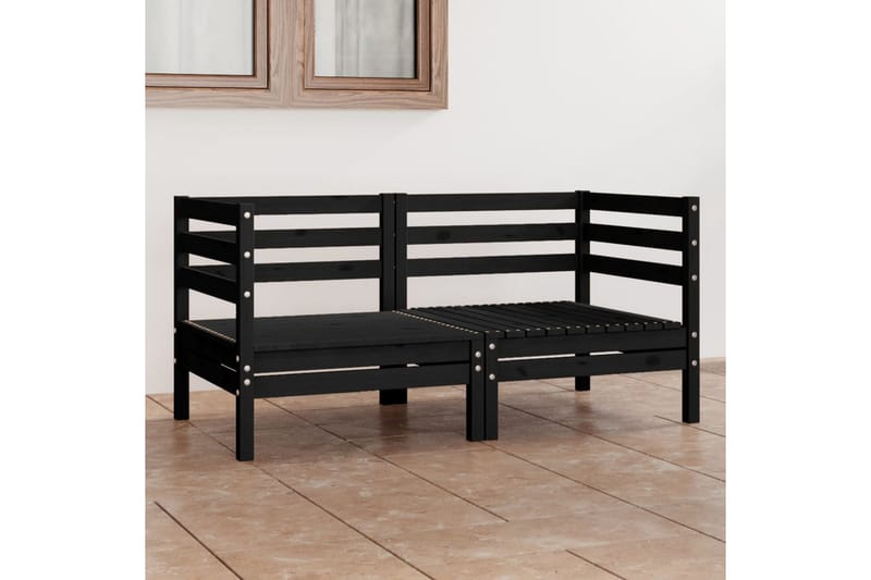 2-seters hagesofa svart heltre furu - Svart - Hagemøbler - Loungemøbler - Lounge sofa
