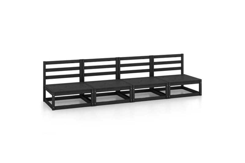 4-seters hagesofa svart heltre furu - Svart - Hagemøbler - Loungemøbler - Lounge sofa