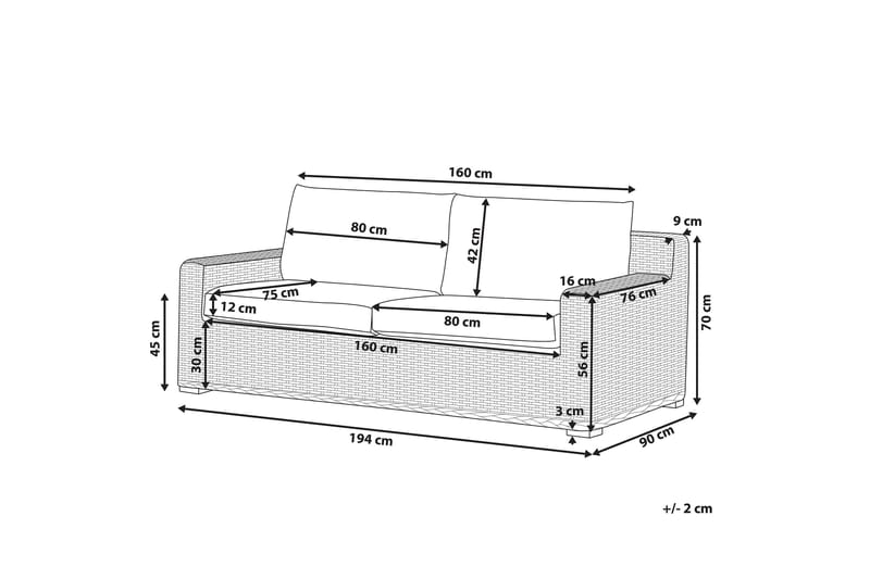 Apriliana 2-seters sofa - Kunstrotting / Lys brun - Hagemøbler - Loungemøbler - Lounge sofa