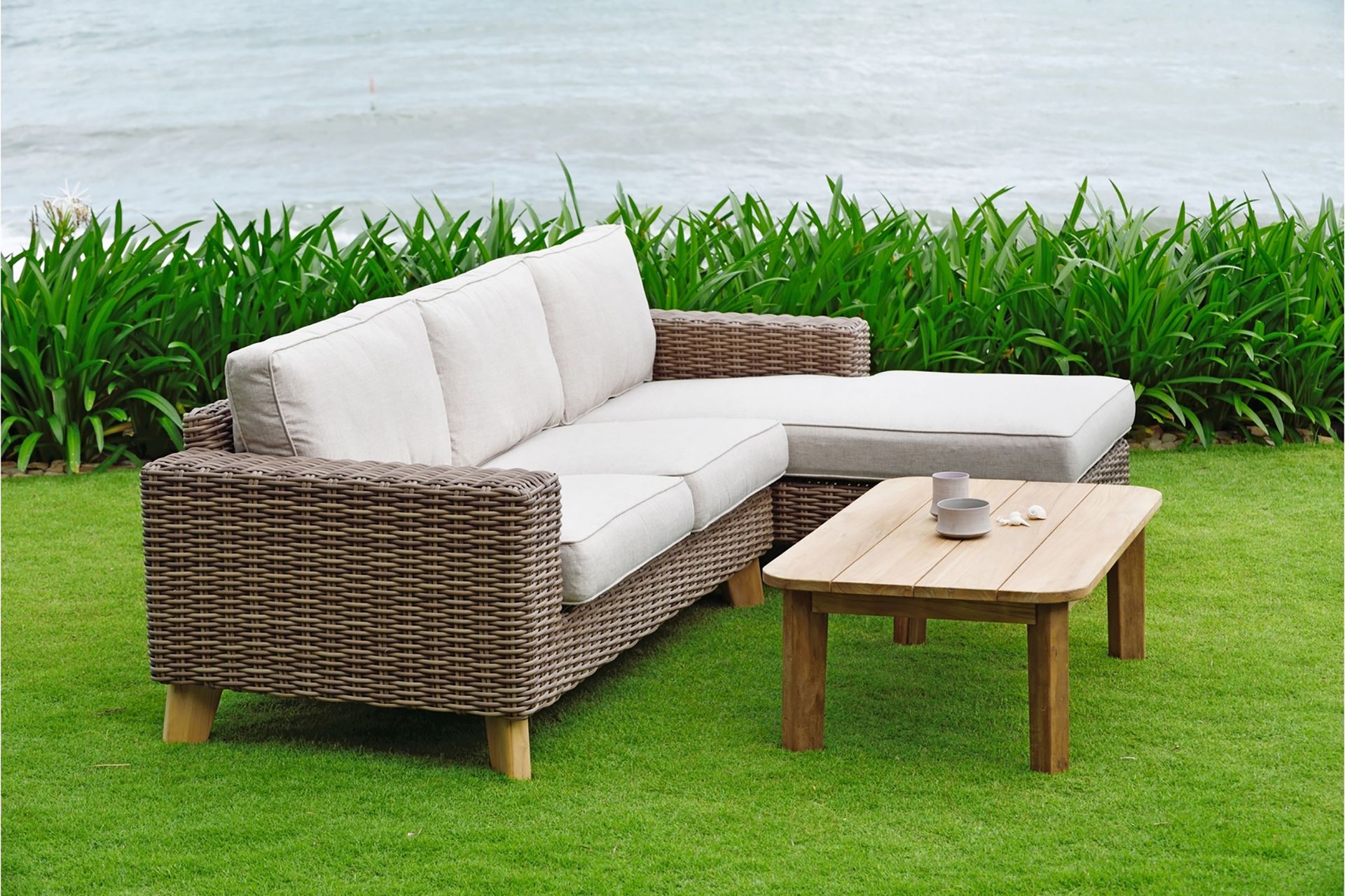 Bahamas 2-seter Sofa Høyre - Beige - Hagemøbler - Loungemøbler - Lounge sofa