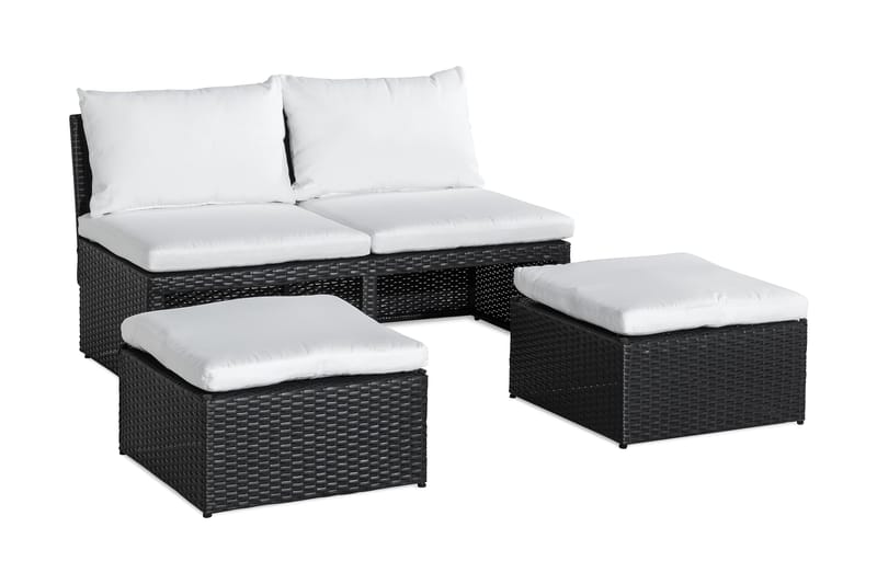 Bahamas Balkongsofa med Skamler - Svart - Hagemøbler - Loungemøbler - Lounge sofa