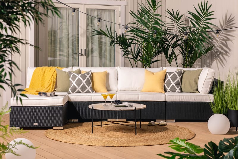 Bahamas Loungesofa 5 Pers Divan/Bord - Svart - Hagemøbler - Loungemøbler - Lounge sofa