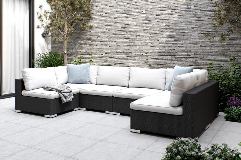 Bahamas Loungesofa 6 Seter - Svart - Hagemøbler - Loungemøbler - Lounge sofa