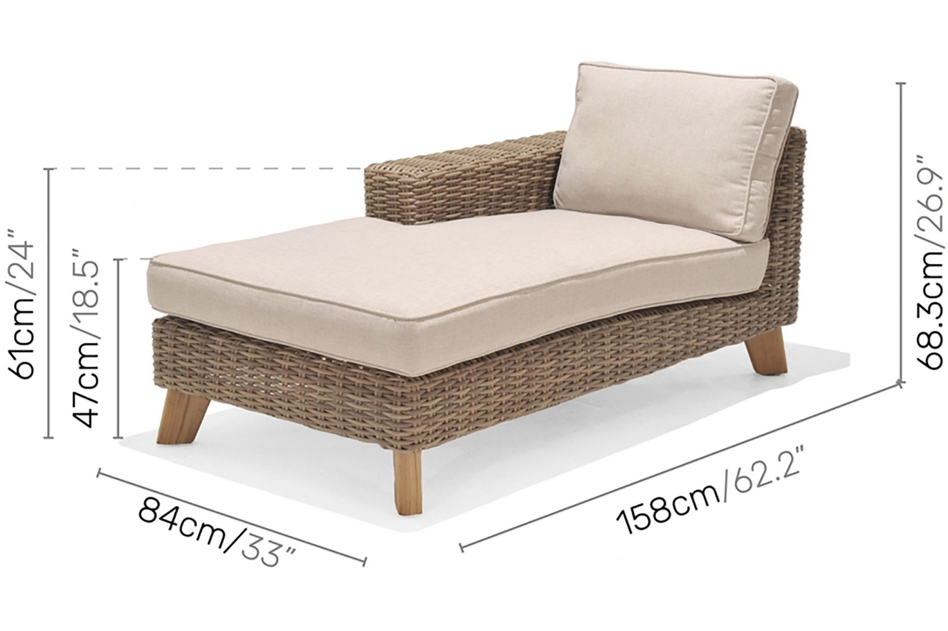 Bahamas Sofa med Armlene Høyre - Beige - Hagemøbler - Loungemøbler - Lounge sofa